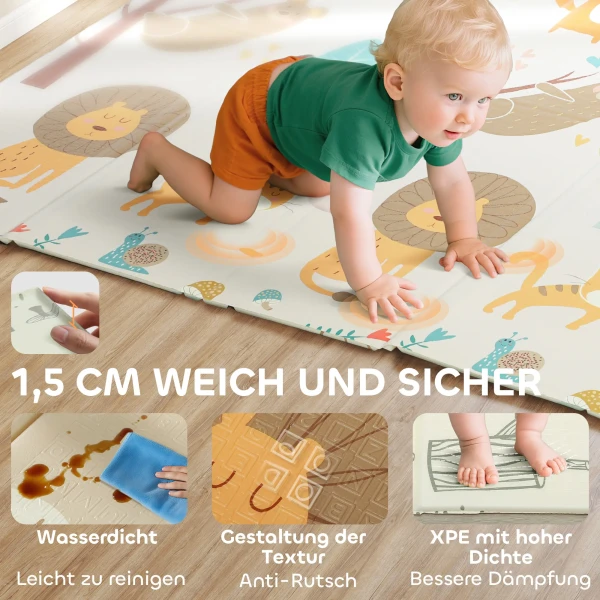 Aiyaplay speelmat baby 196 x 176 x 1,5 cm opvouwbaar dubbelzijdige kruipmat meerkleurig 7