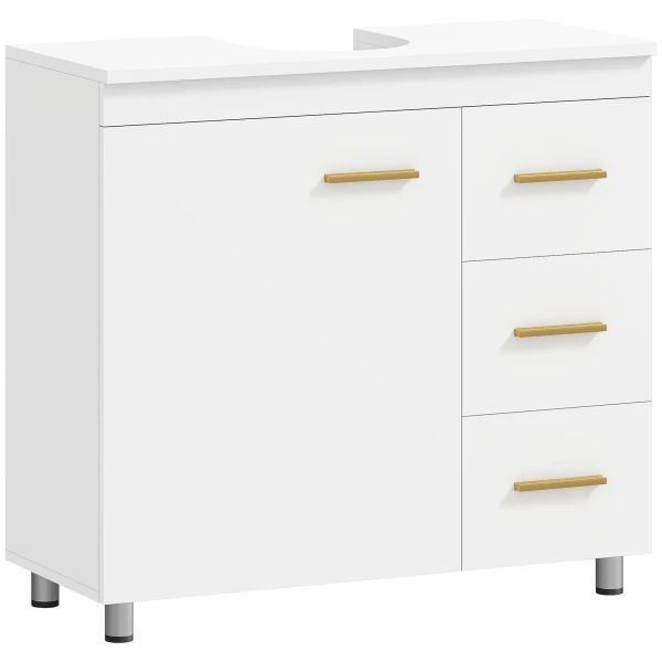 Badkamer onderkast, 3 traps ontwerp, mdf, spaanplaat, wit 1