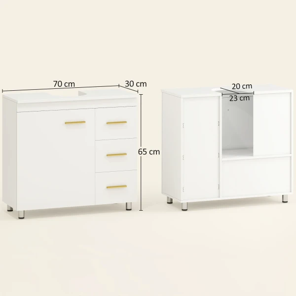 Badkamer onderkast, 3 traps ontwerp, mdf, spaanplaat, wit 4
