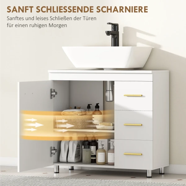 Badkamer onderkast, 3 traps ontwerp, mdf, spaanplaat, wit 6