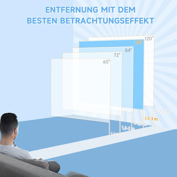 Beamer scherm, 1:1 formaat, afstandsbediening, 172 x 172 cm (96 inch), wit 7