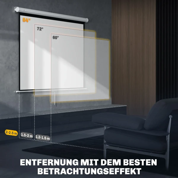 Beamer scherm 171 x 128 cm 84 inch 4:3 hd 4k projectiescherm kunststof, metaal home cinema 7
