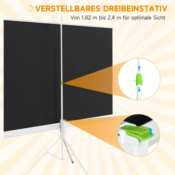 Beamer scherm met statief 186 x 105 cm 84 inch 16:9 hd 4k rollo scherm 7