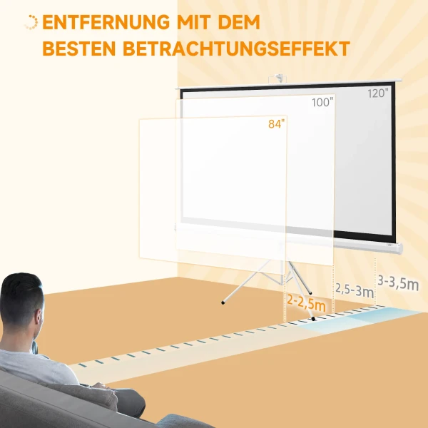 Beamer scherm met statief 186 x 105 cm 84 inch 16:9 hd 4k rollo scherm 8