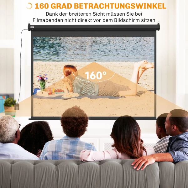 Beamer scherm, projectiescherm, 100 inch, 4:3, 203x152 cm, zwart 6