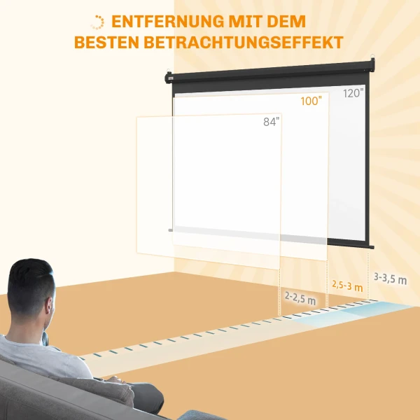 Beamer scherm, projectiescherm, 100 inch, 4:3, 203x152 cm, zwart 8