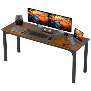 Bureau, computertafel, rustiek ontwerp, veel ruimte, spaanplaat, bruin 1