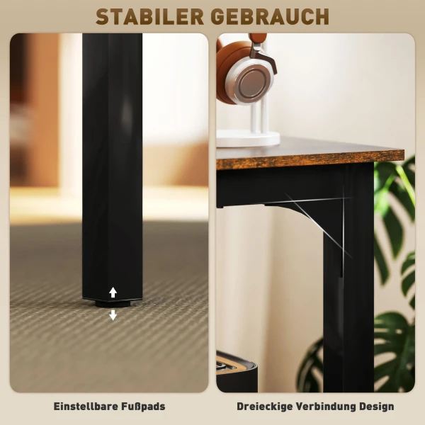 Bureau, computertafel, rustiek ontwerp, veel ruimte, spaanplaat, bruin 6