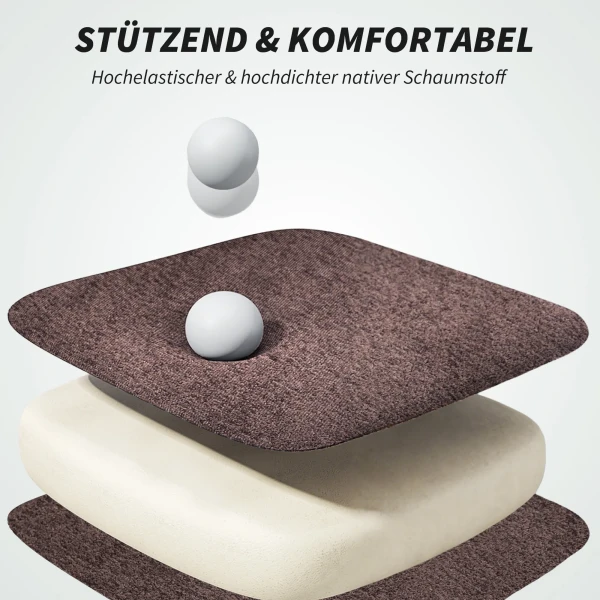 Bureaustoel met verstelbare rugleuning, rolbare gestoffeerde stoel, gestoffeerde fauteuil, in hoogte verstelbaar, staal, bruin 6