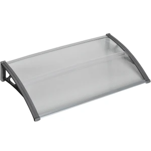 Deuroverkapping, bescherming tegen regen, wind en hagel, polycarbonaat, aluminium, 110 x 60 x 18 cm, grijs 1