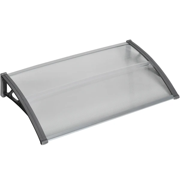 Deuroverkapping, bescherming tegen regen, wind en hagel, polycarbonaat, aluminium, 110 x 60 x 18 cm, grijs 1