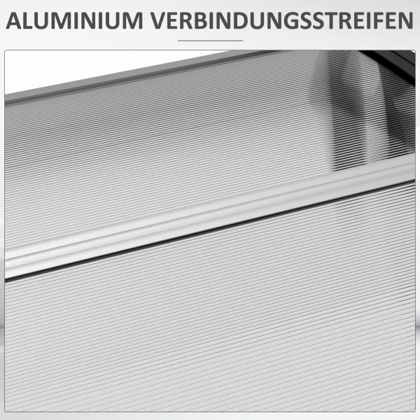 Deuroverkapping, bescherming tegen regen, wind en hagel, polycarbonaat, aluminium, 110 x 60 x 18 cm, grijs 8