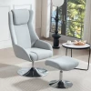 Draaibare gestoffeerde stoel met voetenbank, verstelbaar, gestoffeerde fauteuil met armleuningen, voor woonkamer, slaapkamer, grijs 2