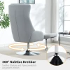 Draaibare gestoffeerde stoel met voetenbank, verstelbaar, gestoffeerde fauteuil met armleuningen, voor woonkamer, slaapkamer, grijs 6
