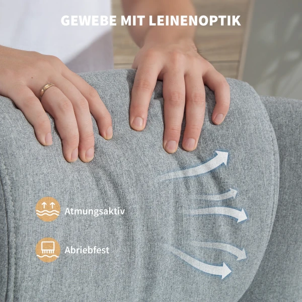 Draaibare gestoffeerde stoel met voetenbank, verstelbaar, gestoffeerde fauteuil met armleuningen, voor woonkamer, slaapkamer, grijs 7