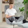Draaibare gestoffeerde stoel met voetenbank, verstelbaar, gestoffeerde fauteuil met armleuningen, voor woonkamer, slaapkamer, grijs 8
