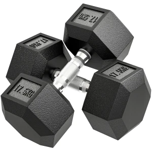 Dumbbell, 35 kg dumbbell, gewicht, anti slip handvat, zwart + zilver 1