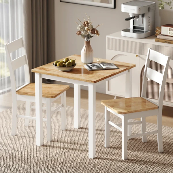 Eettafel van rubberhout, geschikt voor maximaal 4 personen, natuurhout 2