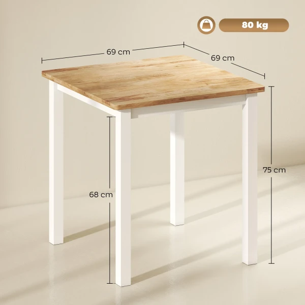 Eettafel van rubberhout, geschikt voor maximaal 4 personen, natuurhout 4