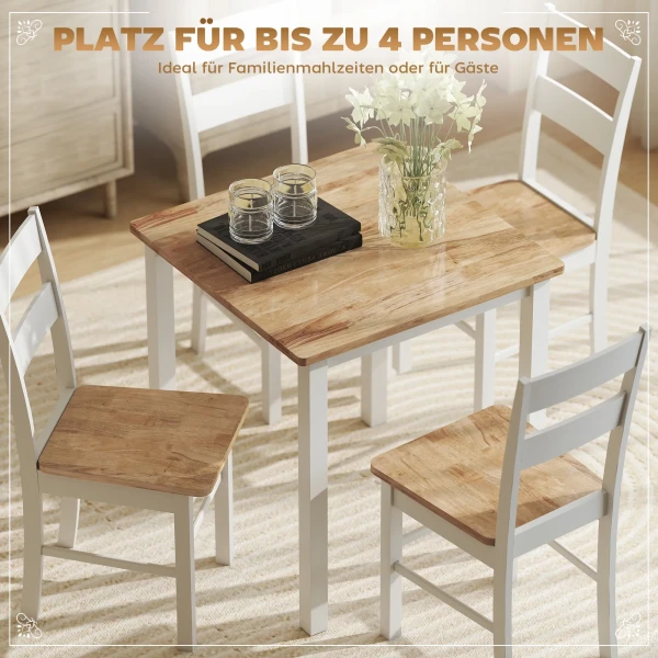 Eettafel van rubberhout, geschikt voor maximaal 4 personen, natuurhout 5
