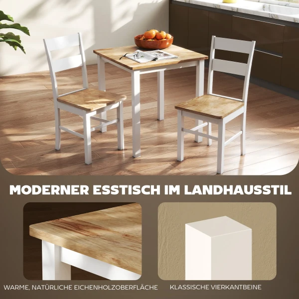 Eettafel van rubberhout, geschikt voor maximaal 4 personen, natuurhout 7