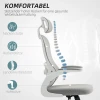 Ergonomische bureaustoel met netstof rugleuning, in hoogte verstelbaar, inklapbare armleuningen, 5 wielen, kantelfunctie, grijs 5