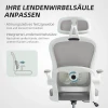 Ergonomische bureaustoel met netstof rugleuning, in hoogte verstelbaar, inklapbare armleuningen, 5 wielen, kantelfunctie, grijs 6