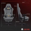 Ergonomische gaming stoel met 3d armleuningen, verstelbaar, rolbare bureaustoel met lendensteun, grijs 4