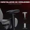 Ergonomische gaming stoel met 3d armleuningen, verstelbaar, rolbare bureaustoel met lendensteun, grijs 7