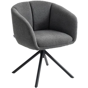 Fauteuil, gestoffeerde stoel met comfortabele zitschaal, draaibaar, knusse bekleding, tot 120 kg, donkergrijs 1