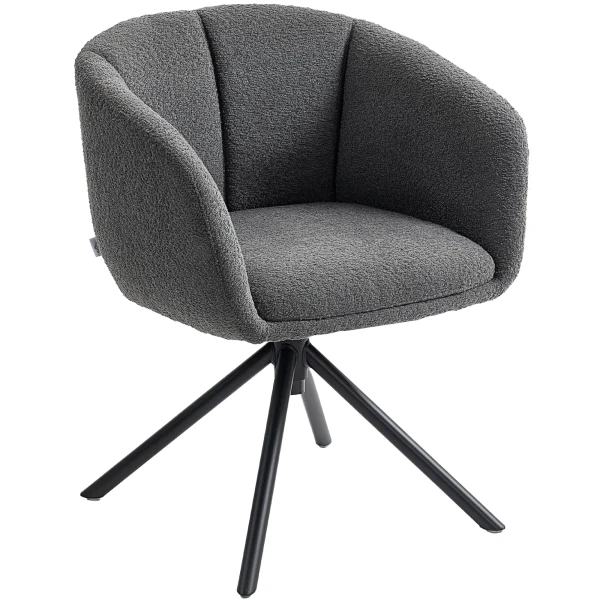 Fauteuil, gestoffeerde stoel met comfortabele zitschaal, draaibaar, knusse bekleding, tot 120 kg, donkergrijs 1