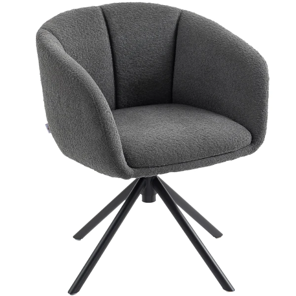 Fauteuil, gestoffeerde stoel met comfortabele zitschaal, draaibaar, knusse bekleding, tot 120 kg, donkergrijs 10