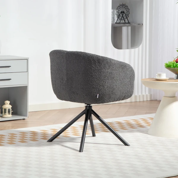 Fauteuil, gestoffeerde stoel met comfortabele zitschaal, draaibaar, knusse bekleding, tot 120 kg, donkergrijs 8