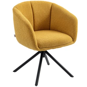 Fauteuil, gestoffeerde stoel met comfortabele zitschaal, draaibaar, knusse bekleding, tot 120 kg, geel 1