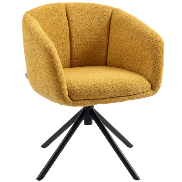 Fauteuil, gestoffeerde stoel met comfortabele zitschaal, draaibaar, knusse bekleding, tot 120 kg, geel 10