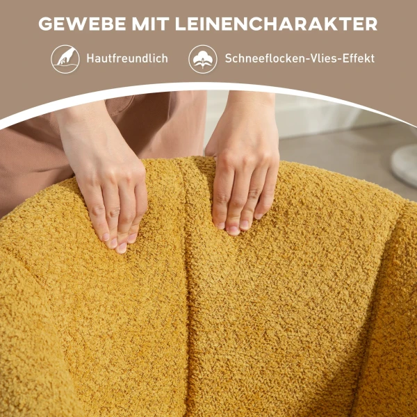 Fauteuil, gestoffeerde stoel met comfortabele zitschaal, draaibaar, knusse bekleding, tot 120 kg, geel 7