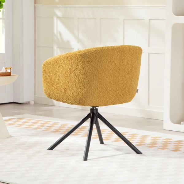 Fauteuil, gestoffeerde stoel met comfortabele zitschaal, draaibaar, knusse bekleding, tot 120 kg, geel 8