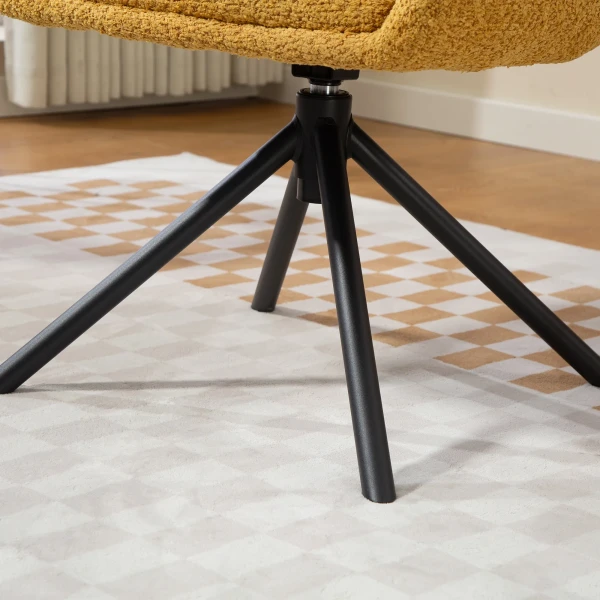 Fauteuil, gestoffeerde stoel met comfortabele zitschaal, draaibaar, knusse bekleding, tot 120 kg, geel 9