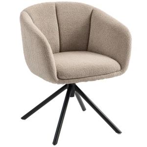 Fauteuil, gestoffeerde stoel met comfortabele zitschaal, draaibaar, knusse bekleding, tot 120 kg, lichtbruin 1