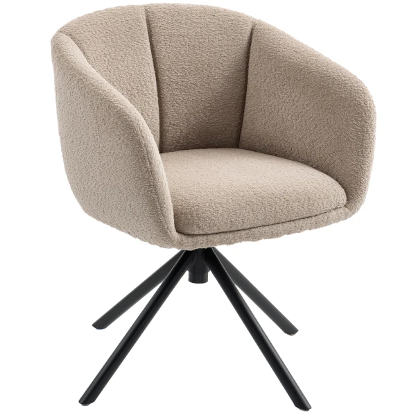 Fauteuil, gestoffeerde stoel met comfortabele zitschaal, draaibaar, knusse bekleding, tot 120 kg, lichtbruin 10