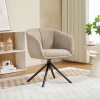 Fauteuil, gestoffeerde stoel met comfortabele zitschaal, draaibaar, knusse bekleding, tot 120 kg, lichtbruin 2