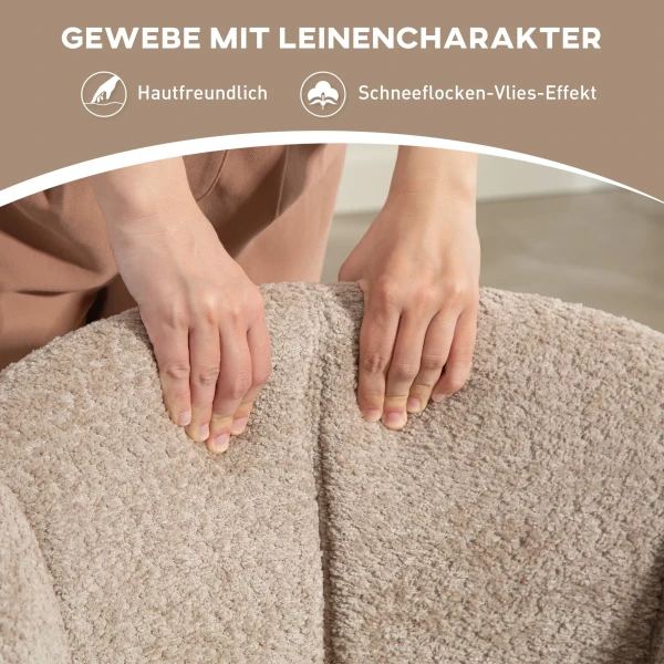 Fauteuil, gestoffeerde stoel met comfortabele zitschaal, draaibaar, knusse bekleding, tot 120 kg, lichtbruin 7