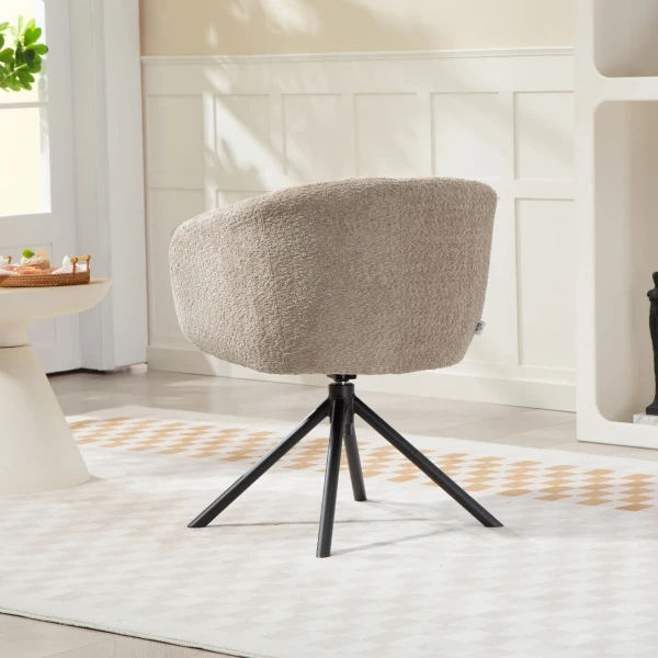 Fauteuil, gestoffeerde stoel met comfortabele zitschaal, draaibaar, knusse bekleding, tot 120 kg, lichtbruin 8