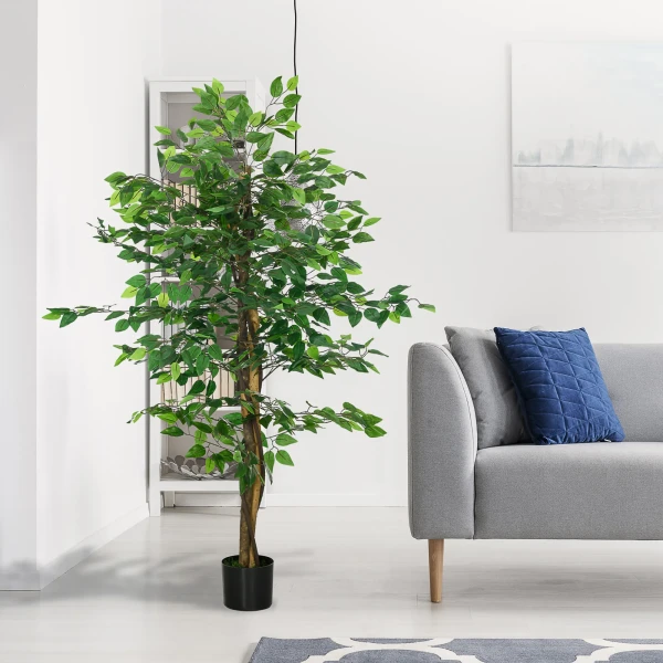 Ficusboom kunstplant, levensecht, 150 cm hoog, met pot, groen 7