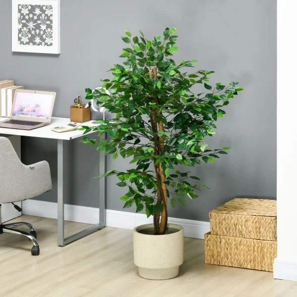 Ficusboom kunstplant, levensecht, 150 cm hoog, met pot, groen 8