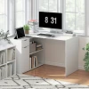Flexibele bureau, 2 laags kast, lade, open vakken, hout, wit 2