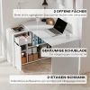Flexibele bureau, 2 laags kast, lade, open vakken, hout, wit 5