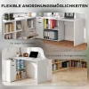 Flexibele bureau, 2 laags kast, lade, open vakken, hout, wit 6
