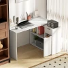 Flexibele bureau, 2 laags kast, lade, open vakken, hout, wit 7