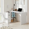 Flexibele bureau, 2 laags kast, lade, open vakken, hout, wit 9